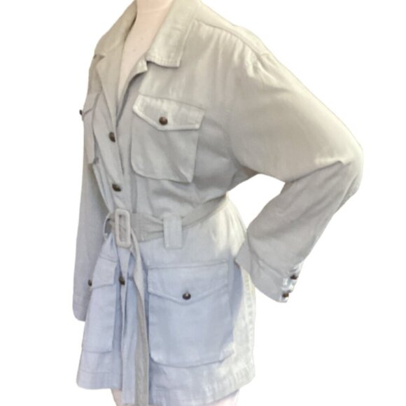 VTG 80s Gamma Los Angeles Trench Coat Utility Jacket Sz L 90J - Picture 4 of 9